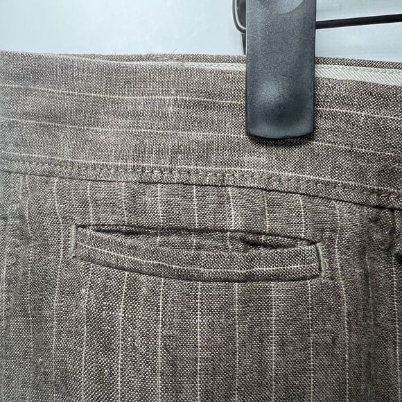 Banana Republic 100% Linen Shorts Mens Size 35 Brown Striped 11” Inseam Beemuda - Picture 4 of 13